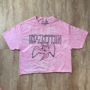Led Zeppelin pink tie dye cropped top Med.